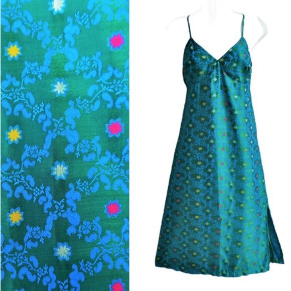 Vintage Y2K 90s Free People Satiny Slip Dress Side YKK Zip Cotton Lining 7 8 - Picture 1 of 10